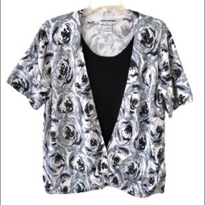 Cathy Daniels Pullover Sweater Cardigan Black/Whit